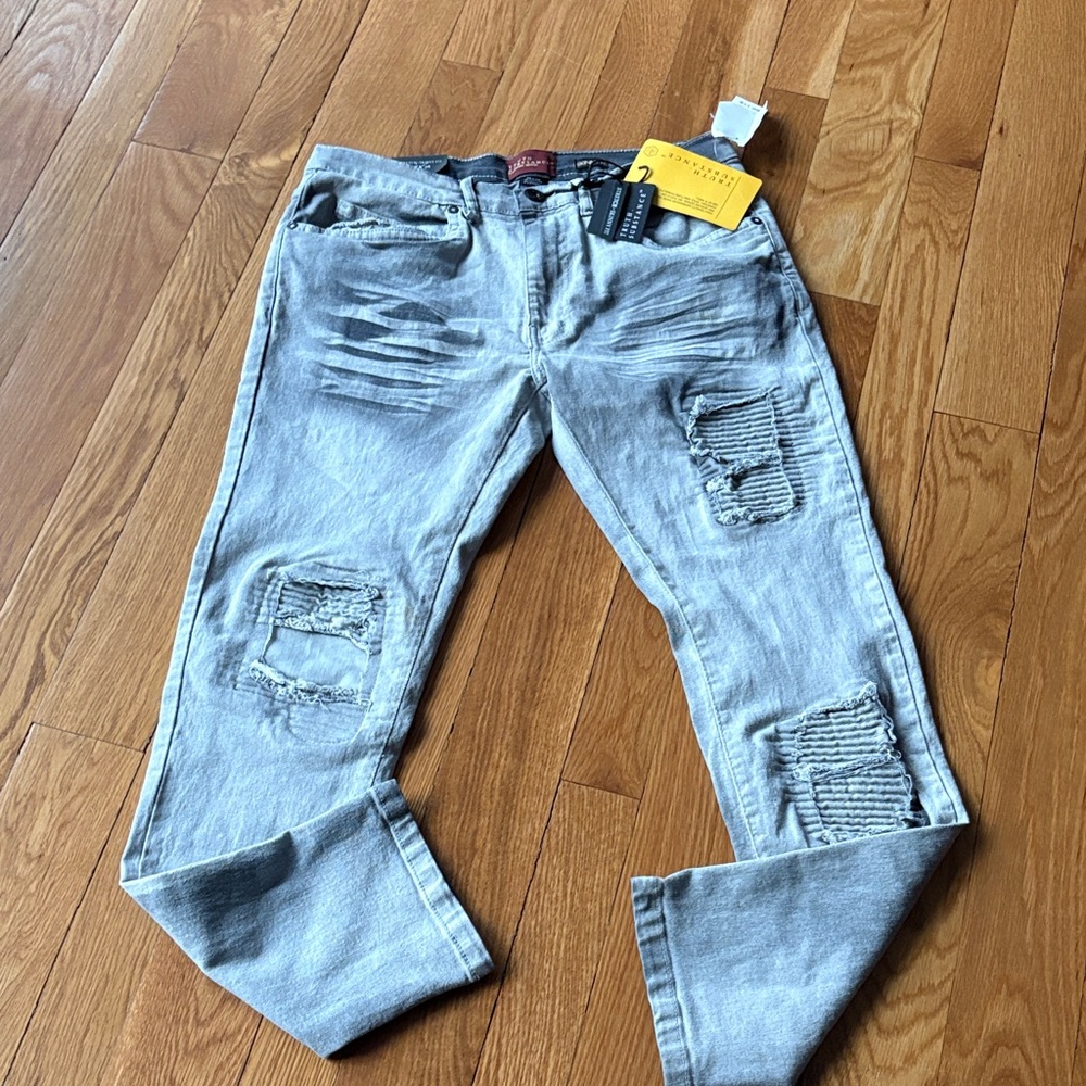 Men's Distressed Skinny Jeans in Gray